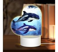 MXZERFKGLA Veilleuse LED 3D avec bases en acrylique - Lampe d'amour orque - Veilleuse à LED - Lampe de chevet LED en acrylique - Cadeaux personnalisés pour femmes, hommes, couples