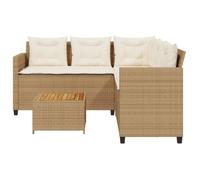 Mxzzand Canapé de jardin avec table et coussins en forme de L beige - OWL116515