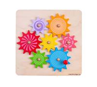 Bigjigs Toys - Engrenages en bois et puzzle Cog - Apprentissage éducatif