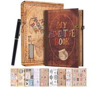 My Adventure Book Album photo de scrapbooking en cuir - 164 pages sans acide, journal de voyage vintage pour anniversaires, vacances et rendez-vous galant, livre de souvenirs au format de poche