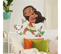 RoomMates Sticker géant repositionnable Vaiana Vintage DISNEY – 48,7×63,5 cm – Marron/Vert/Rouge