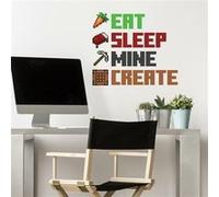 MY AGENCIES Stickers muraux repositionnables Minecraft -Manger, Dormir, Miner, Créer- Multicolors G