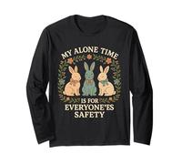 My Alone Time is for Everyone'es Safety Vintage Bunny Manche Longue