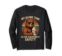 My Alone Time is for Everyones Safety Funny Bear Retro Manche Longue