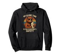 My Alone Time is for Everyones Safety Funny Bear Retro Sweat à Capuche