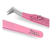 MY AR Store Pince à épiler à pointe en fibre pour extensions de cils, outils de cils japonais en acier inoxydable droit, incurvé à 45 degrés, pointe coudée à 90 degrés, pince à épiler volume russe de