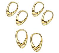 My-Bead 3 paires dormeuse d'oreilles 18mm pour la femme Argent 925 plaqué or Qualité par bijoutier DIY