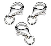 My-Bead 3 pièces Fermoirs à mousqueton 13mm Argent 925 pour bracelets et colliers Qualité par Bijoutier DIY