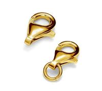 My-Bead Fermoir mousqueton 9 mm (11 mm) argent 925 plaqué or 18 carats petit fermoir pour colliers, bracelets, colliers de remplacement et réparation mousqueton DIY (1 pièce)