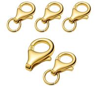 My-Bead Fermoirs mousquetons 11 mm (13 mm) Argent 925 plaqué or 18 carats Fermoirs pour bijoux pour colliers, bracelets, colliers de remplacement et réparation Mousquetons DIY (5 pièces)