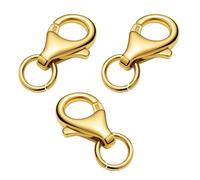 My-Bead Fermoirs mousquetons 9 mm (11 mm) argent 925 plaqué or 18 carats petits fermoirs pour colliers bracelets colliers remplacement et réparation mousquetons DIY (3 pièces)