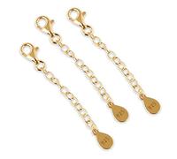 My-Bead Lot de 3 chaînes d'extension en argent sterling 925 plaqué or 24 carats 7 cm de long pour bracelets et colliers Qualité DIY