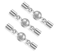My-Bead Lot de 3 fermoirs magnétiques avec embouts Ø 3 mm en argent sterling 925 Ø 8 mm connecteur à bille magnétique pour bracelets et colliers DIY