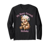 My Beary Seventh Birthday Ours Aquarelle Motif Floral Manche Longue