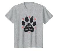 My Best Friend Has Four Paws - Pet Love Paw T-Shirt, Enfant, Gris Chiné, 10 Ans