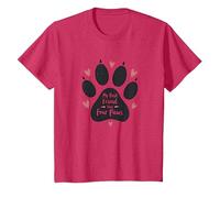 My Best Friend Has Four Paws - Pet Love Paw T-Shirt, Enfant, Rouge Chiné, 4 Ans