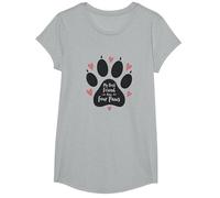 My Best Friend Has Four Paws - Pet Love Paw T-Shirt, Fille, Gris Chiné, L