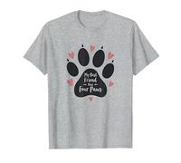 My Best Friend Has Four Paws - Pet Love Paw T-Shirt, Homme, Gris Chiné, XXL
