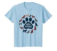 My Best Friend Impression de Patte de Chien Inscription en Anglais « My Best Friend » T-Shirt, Enfant, Bleu Céleste, 10 Ans