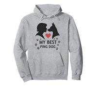 My Best Ping Dog : Silhouette Art réconfortant pour Animal Domestique Sweat à Capuche, Unisexe pour Adultes, Gris Chiné, M