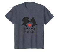 My Best Ping Dog : Silhouette Art réconfortant pour Animal Domestique T-Shirt, Enfant, Bleu Chiné, 10 Ans