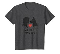 My Best Ping Dog : Silhouette Art réconfortant pour Animal Domestique T-Shirt, Enfant, Chiné Foncé, 10 Ans