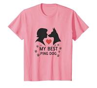 My Best Ping Dog : Silhouette Art réconfortant pour Animal Domestique T-Shirt, Enfant, Rose, 10 Ans