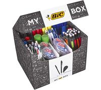 My BIC Box Boîte de 124 Produits d'Ecriture - 75 Stylos-Bille, 24 Porte-Mines, 8 Rubans Correcteurs, 7 Marqueurs, 8 Surligneurs et 2 Bâtons de Colle Blanche (21gr)
