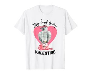 My Bird is My Valentine - Aquarelle Grise Africaine du Congo T-Shirt Graphique avec Valeur