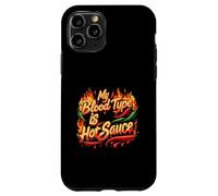 My Blood Type is Hot Sauce Funny Spicy Chili Pepper Lover Coque pour iPhone 11 Pro