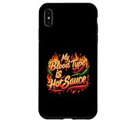 My Blood Type is Hot Sauce Funny Spicy Chili Pepper Lover Coque pour iPhone XS Max