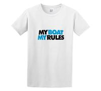 My Boat My Rules Funny Sailing Men's Cotton T-Shirt White Shirt Top Tee XL