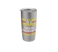 My Body a Temple Ancient Crumbling Maudit Sarcasme hanté Gobelet isotherme en acier inoxydable double paroi