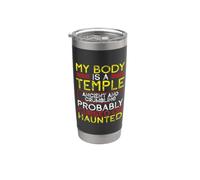 My Body a Temple Ancient Crumbling Maudit Sarcasme hanté Gobelet isotherme en acier inoxydable double paroi