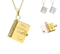 my book necklace,Collier À Ma Fille,Collier Livre D'amour Pour Fille - Pendentif Ouvrable Multi Couches En Acier Inoxydable,couche ouvrable avec 6 pages gravées,Graduation Cadeau-Gold