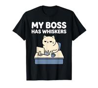 My Boss Has Whiskers Coffee Jeu de Mots Amusant pour Chat T-Shirt