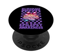 My Brain Has Hiccup Epilepsy Awareness Girl Mom Purple PopSockets PopGrip Adhésif