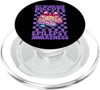My Brain Has Hiccup Epilepsy Awareness Girl Mom Purple PopSockets PopGrip pour MagSafe