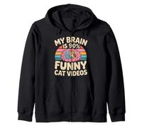 My Brain is 90% Funny Cat Videos Mèmes félins Sweat à Capuche
