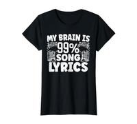 My Brain is 99% Song Lyrics Composeur de Chanson T-Shirt Graphique avec Valeur, Femme, Noir, XL