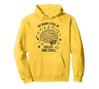 My Brain is Full of Useless Song Lyrics T-Shirt pour Amoureux de la Musique Sweat à Capuche, Unisexe pour Adultes, Citron, XXL