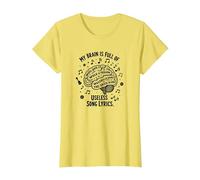 My Brain is Full of Useless Song Lyrics T-Shirt pour Amoureux de la Musique T-Shirt, Femme, Citron, XXL