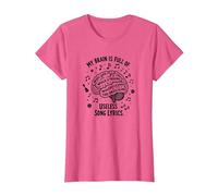My Brain is Full of Useless Song Lyrics T-Shirt pour Amoureux de la Musique T-Shirt, Femme, Rose chiné, XS