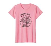 My Brain is Full of Useless Song Lyrics T-Shirt pour Amoureux de la Musique T-Shirt, Femme, Rose, XL