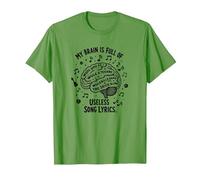 My Brain is Full of Useless Song Lyrics T-Shirt pour Amoureux de la Musique T-Shirt, Homme, Herbe, S