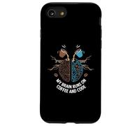 My Brain Runs On Coffee And Code Funny Programmer Design Coque pour iPhone SE (2020) / 7 / 8