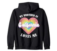 My Brother in California Loves Me Heart États-Unis State Sweat à Capuche