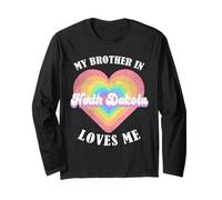 My Brother in North Dakota Loves Me Heart États-Unis State Manche Longue