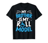 My Brother is My Role Model Fauteuil Roulant Amputé d'utilisateur Handicap T-Shirt Graphique avec Valeur