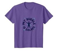 My Bubble is Sacred Not Friendly Do Not Touch Introverti T-Shirt, Enfant, Violet Chiné, 4 Ans